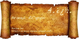 Aranyi Ágnes névjegykártya