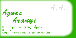 agnes aranyi business card