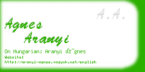 agnes aranyi business card